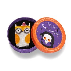 Erstwilder Terry Runyan Halloween Owl O Ween Acrylic Brooch